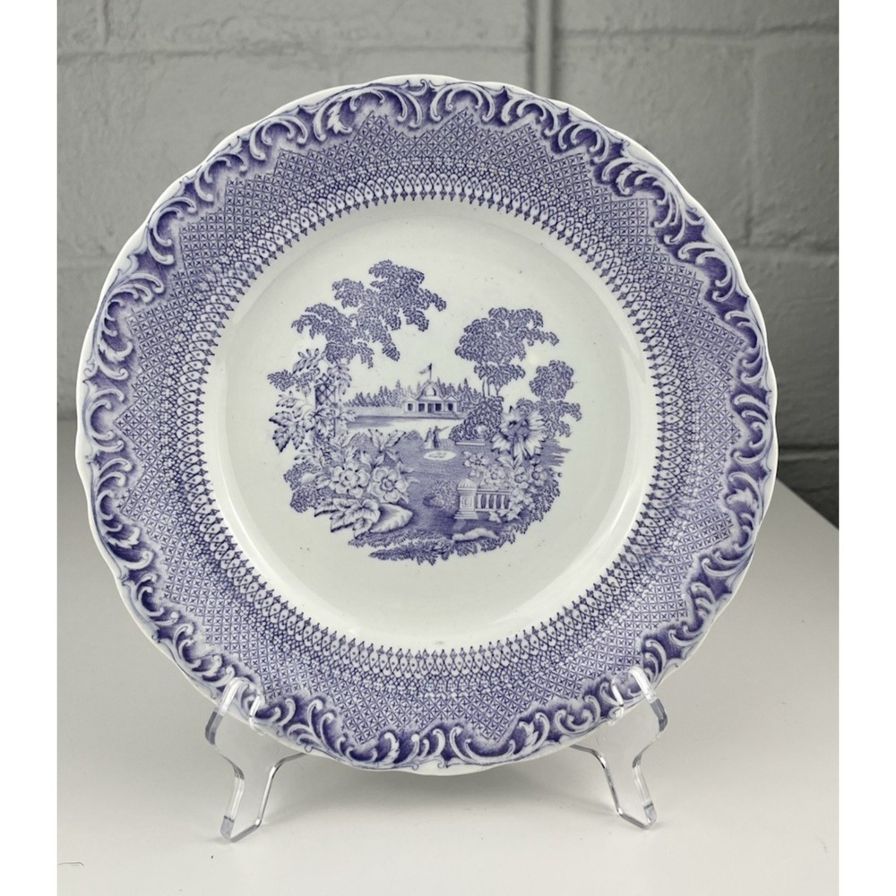 Antique Rorstrand Purple Transferware Lila Spet Plate Lilac Lace 9.5" Sweden C